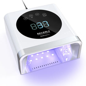 NAILGIRLS 150W UV nail lamp front view showing spacious interior for full-hand curing.