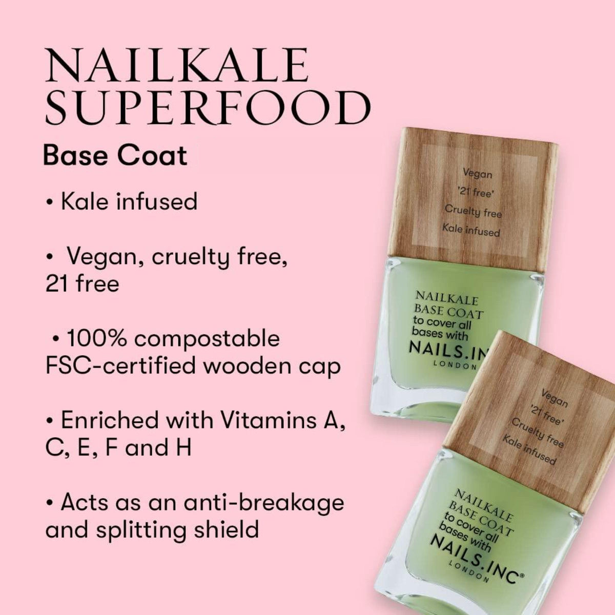 Clear base coat on nails provides anti-splitting protection and a glossy finish