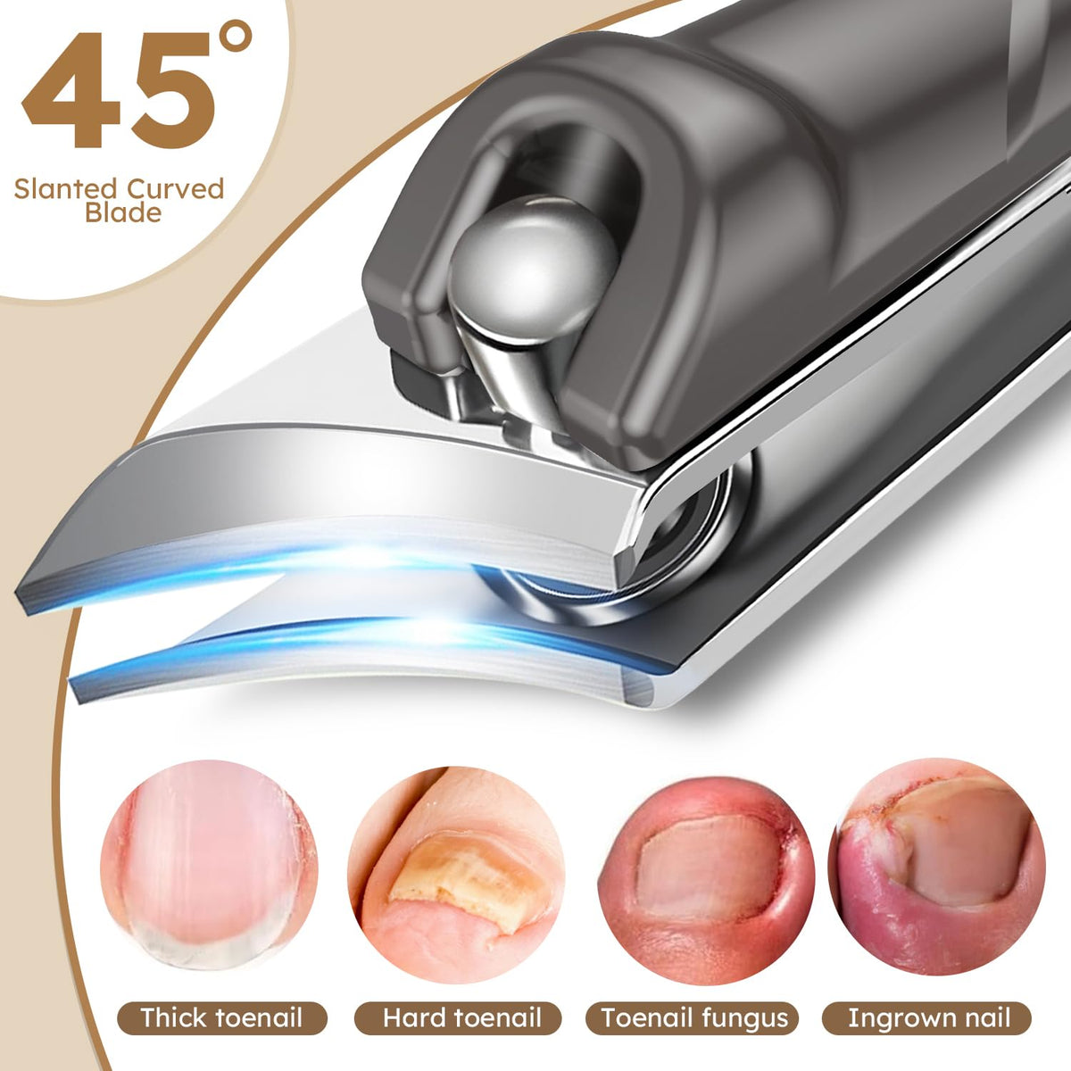 Nailysor ergonomic wide jaw opening enhances leverage for tough nails.