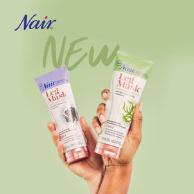 Visible leg smoothness after treatment with Nair Leg Mask.