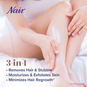 Two-pack packaging of Nair Leg Mask for home use.