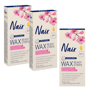 Nair Wax Ready-Strips box for legs and body, ready-to-use.