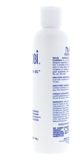 Nairobi Humecta-Sil wet-hair application shows even distribution for detangling prep.