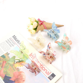 NAISIER butterfly tortoise shell blue-pink hair clip ideal for updos