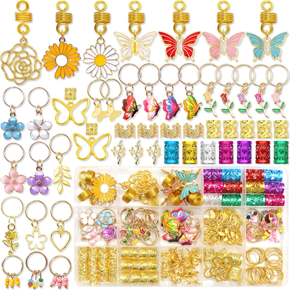 NAISKA butterfly charms add subtle shimmer to locs and braids for a festive look