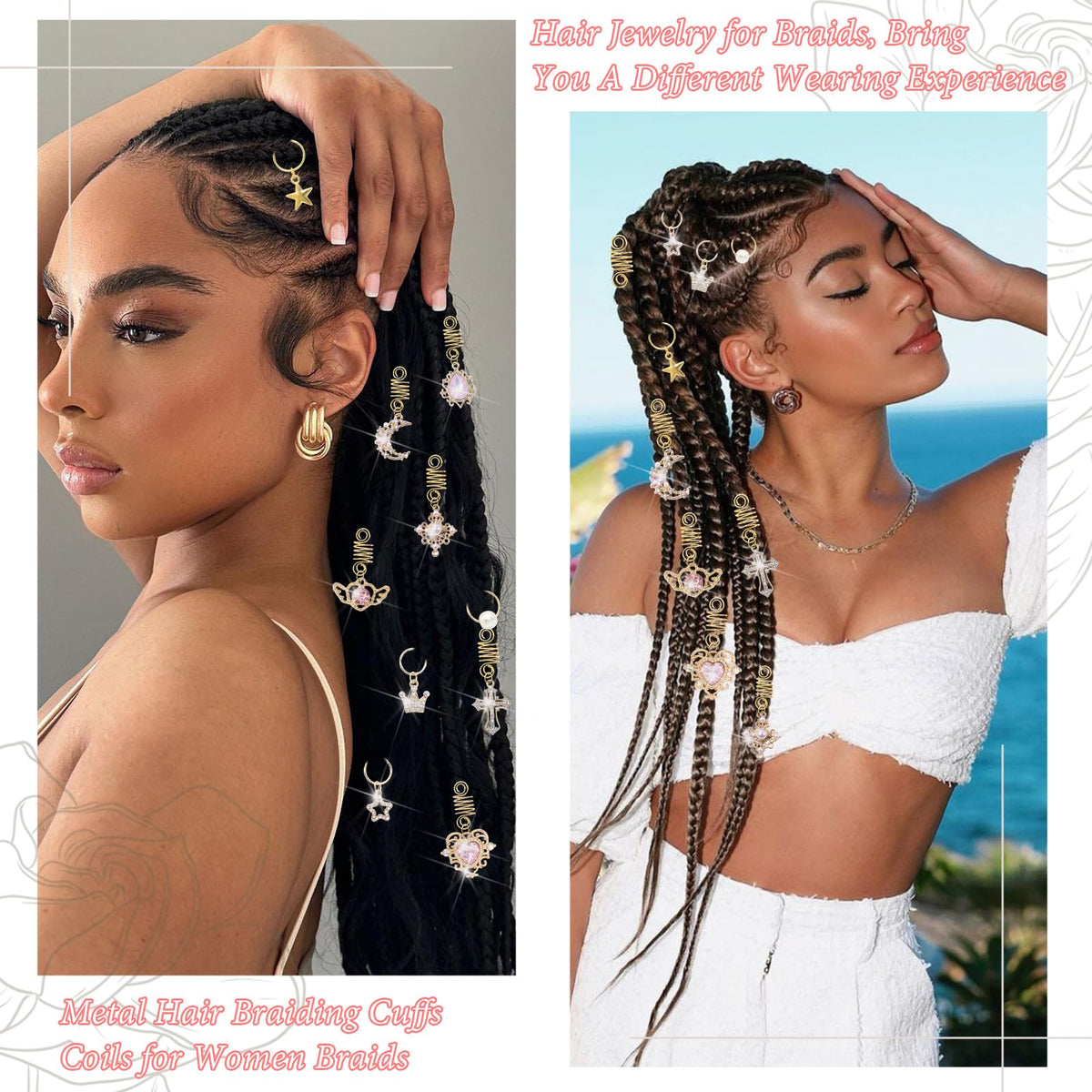 NAISKA butterfly braid accessories close-up highlights versatile decoration.