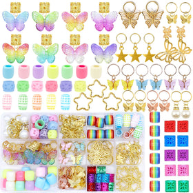 NAISKA gold butterfly braid charms add sparkle to protective hairstyles.