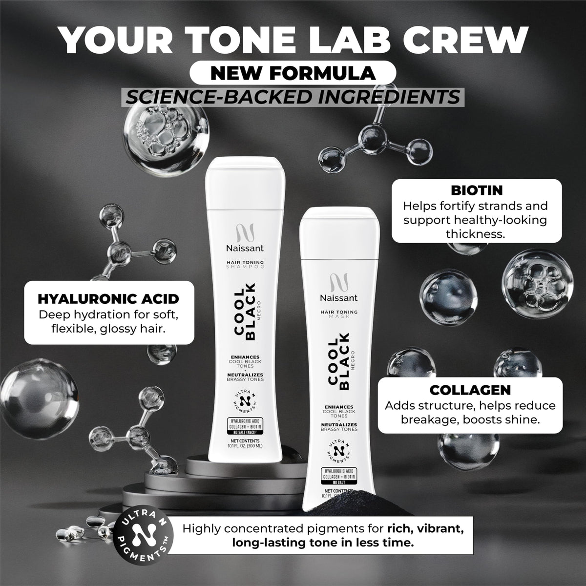 naissant Ammonia-free and sulfate-free formula label close-up.