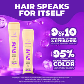 Naissant color-treated hair care label showing pH-balanced, ammonia-free formula.