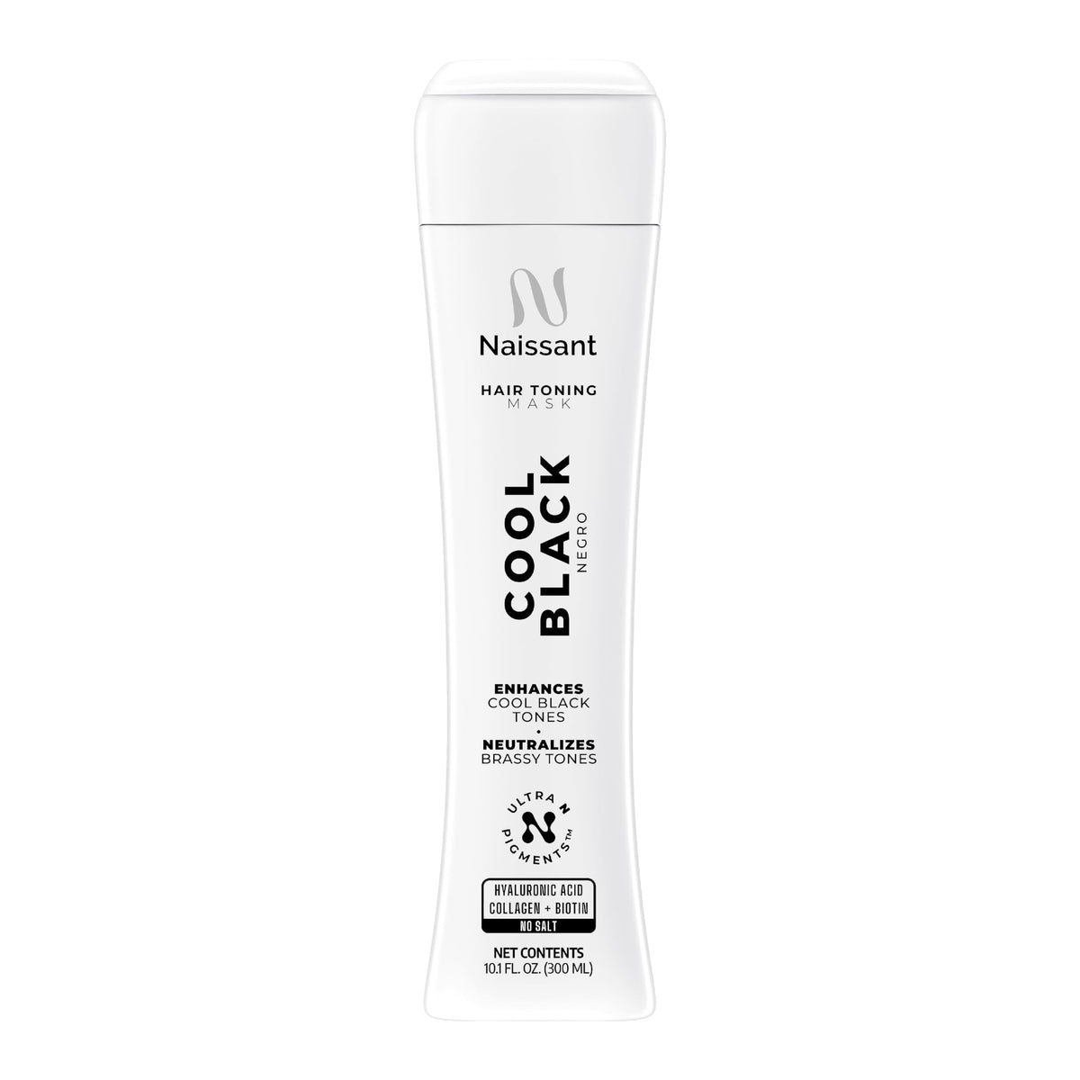 naissant Cool Black Hair Toning Mask bottle shows premium color correction for cool black tones.