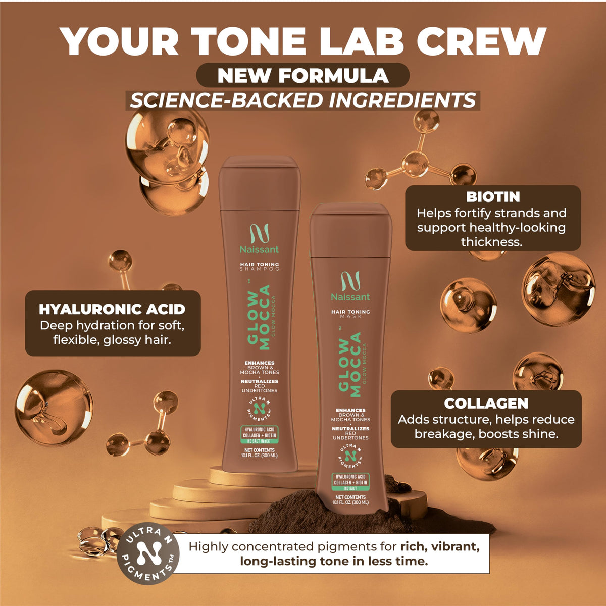 Naissant Glow Mocca honey and olive oil nourish for shine.