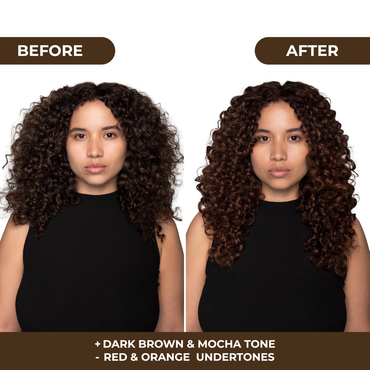 Naissant Glow Mocca jar application shows targeted toning for brunettes.