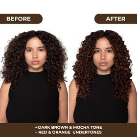 Naissant Glow Mocca jar application shows targeted toning for brunettes.