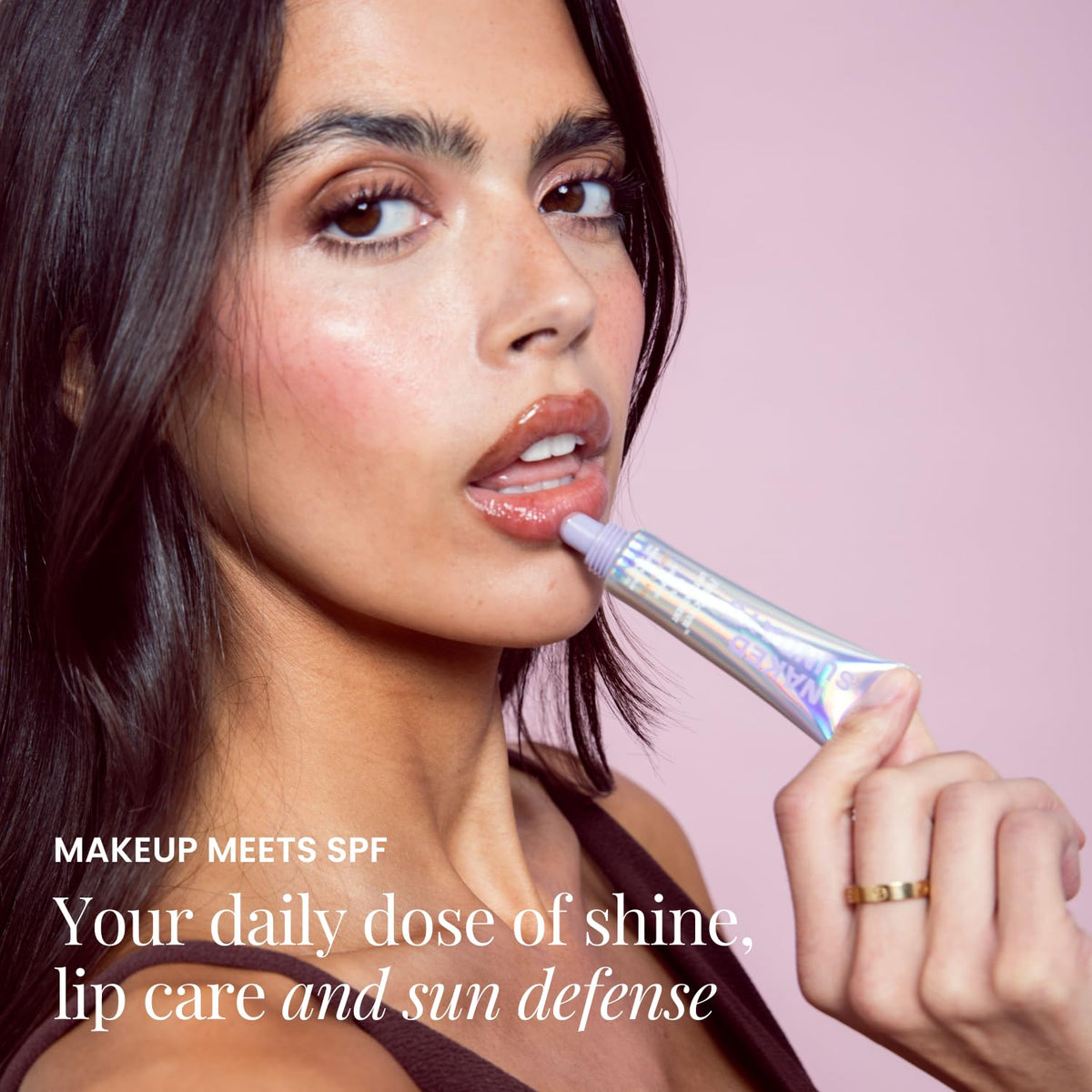 Naked Sundays Poutscreen provides a glossy, non-sticky finish for everyday wear.