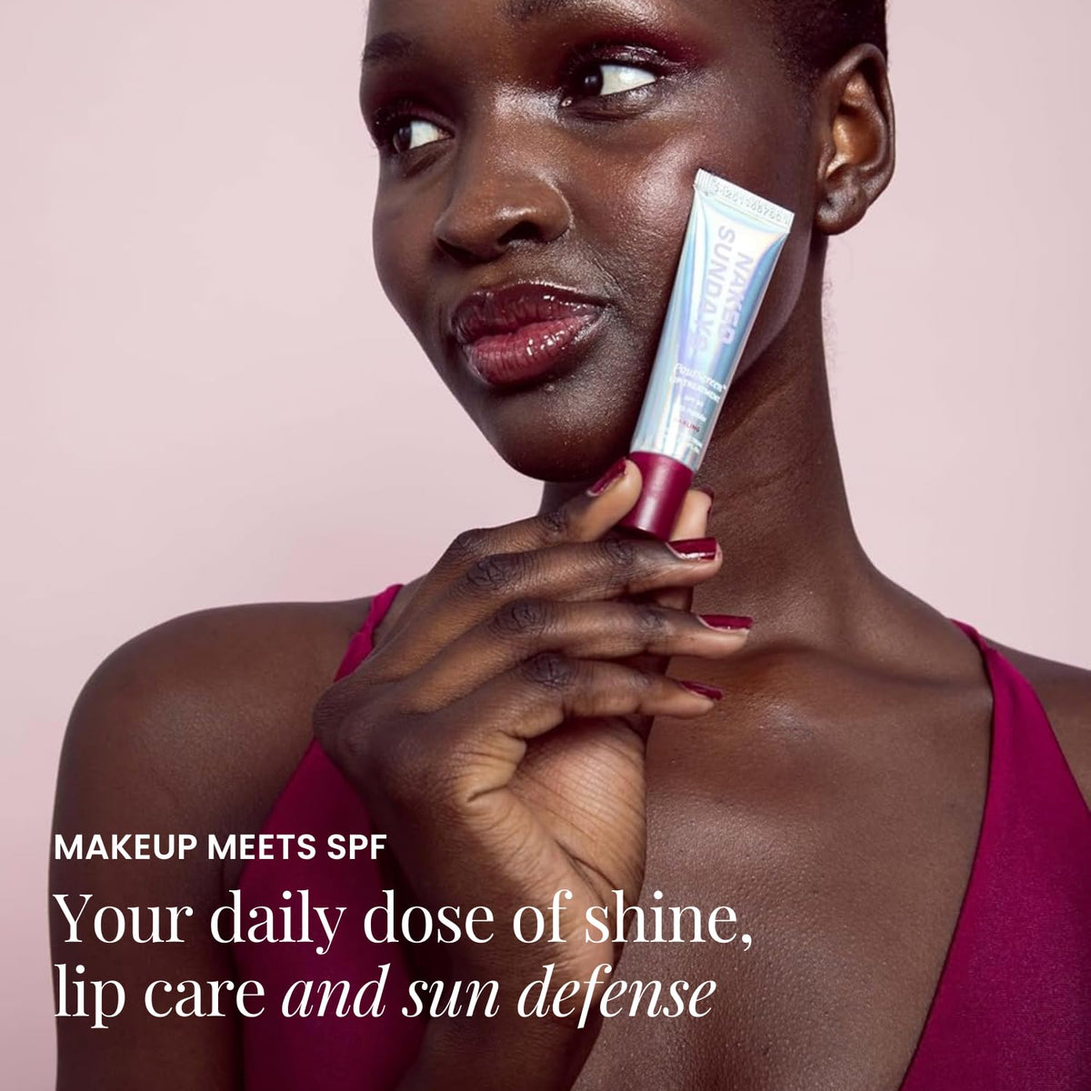 Naked Sundays Poutscreen hyaluronic acid formula moisturizes for comfortable lips.