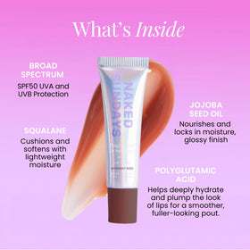 Naked Sundays Poutscreen with peptides nourishes lip skin for smooth texture.