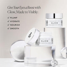 Naked & Thriving Glow Triple Boost Eye Cream tub texture hydrates around eyes.