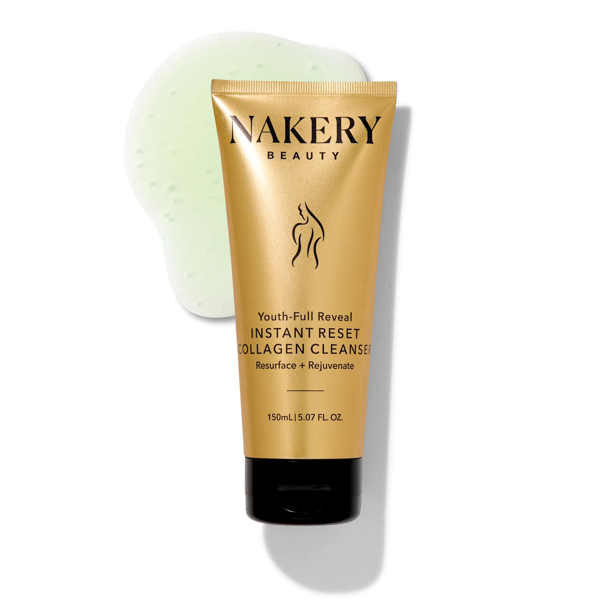 Nakery Face Cleanser bottle shows collagen hydration for a refreshed glow.