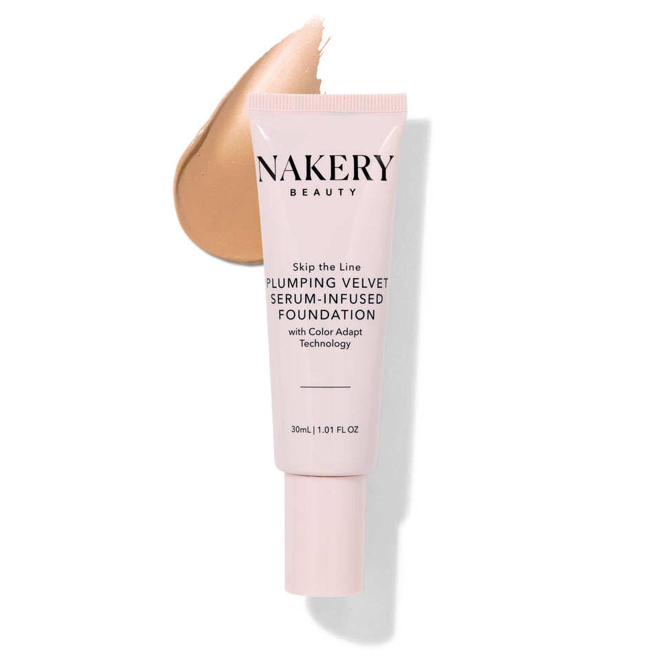 Nakery Full Coverage Foundation bottle with pump for precise, even skin tone.
