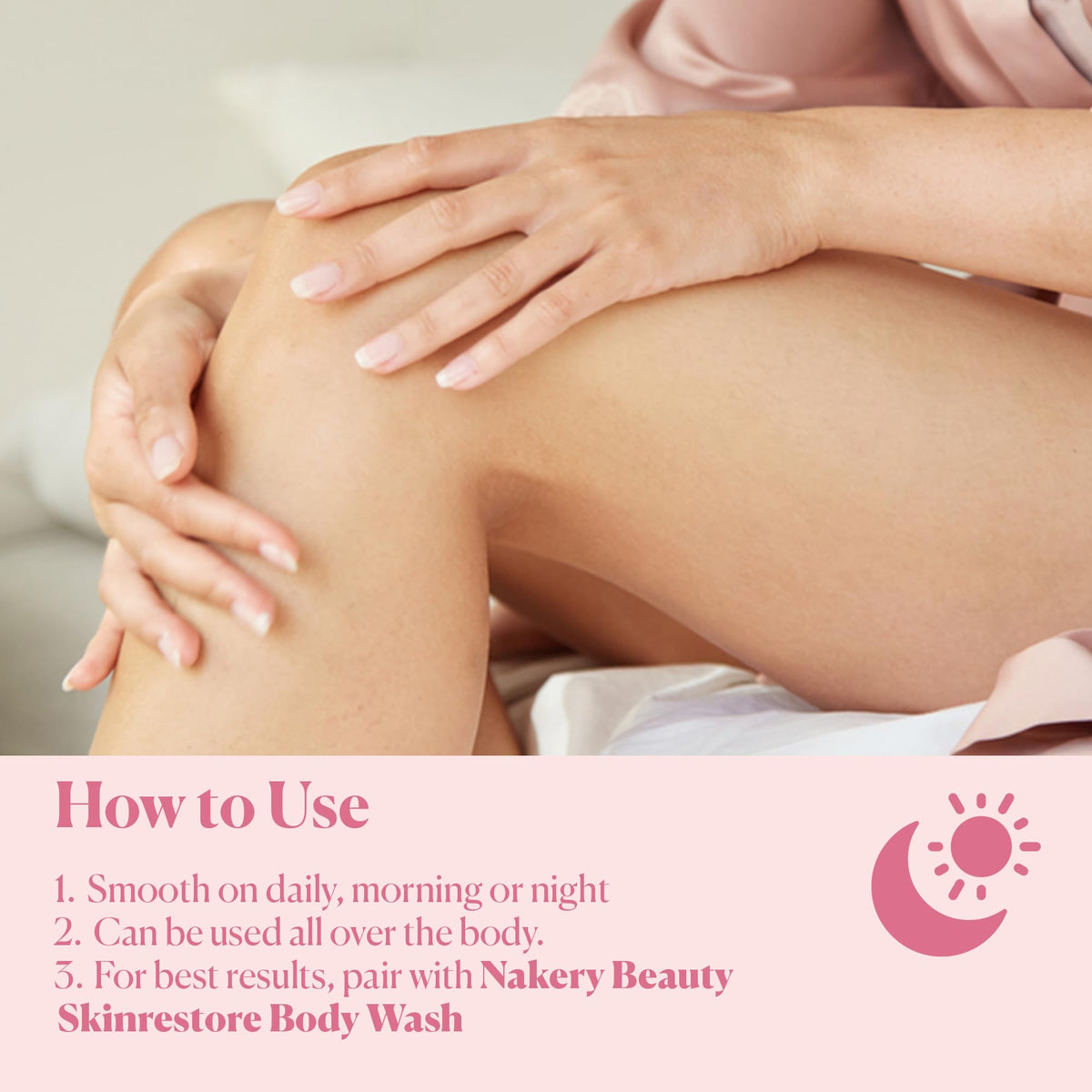 Product applied on arm demonstrating smoothing hydration from Nakery Green Garden