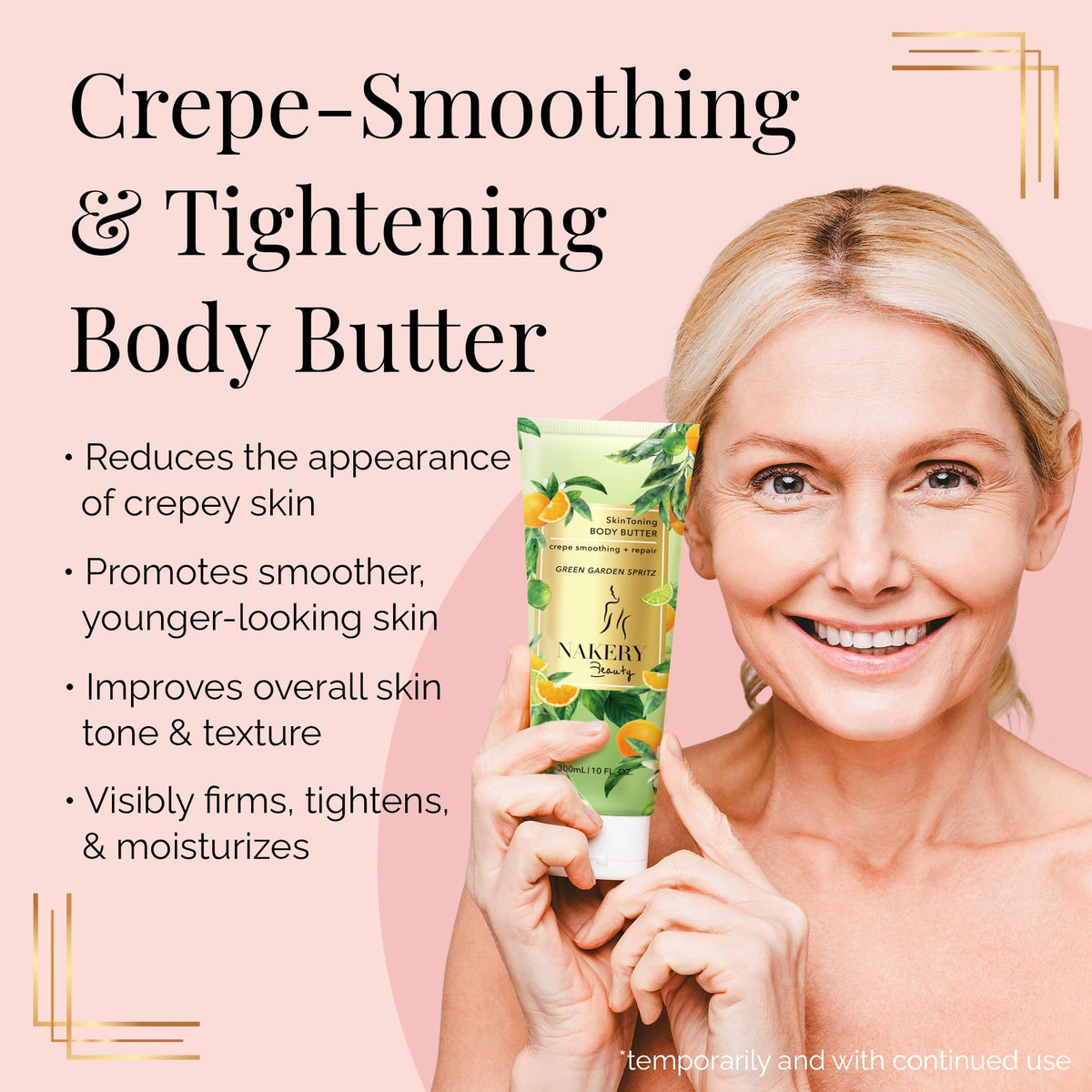 Neck area focus with Nakery Green Garden for potential firming support
