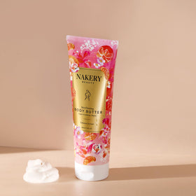 Nakery hydrating body lotion supports skin elasticity and smoothness.