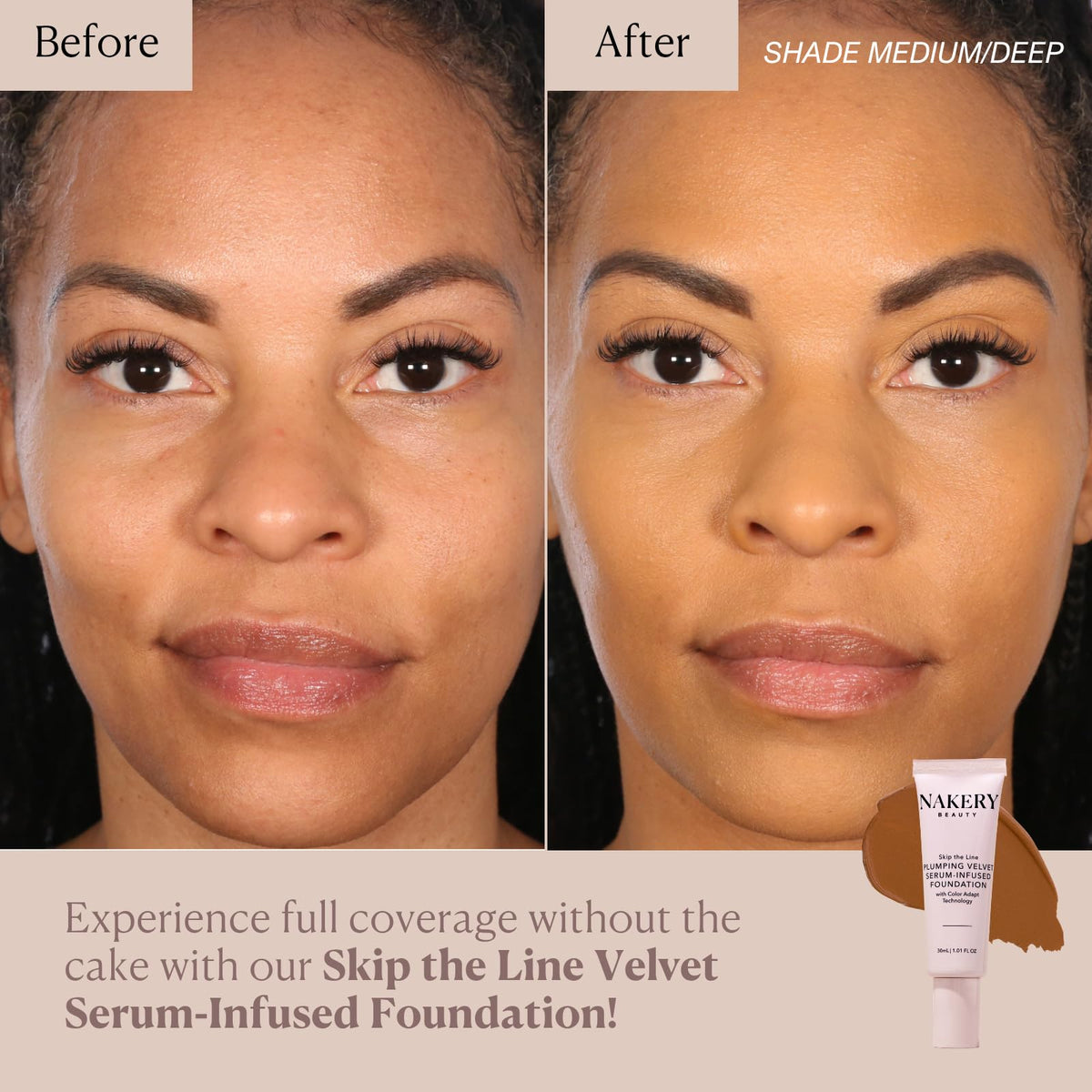 Nakery matte finish application on oily skin controls shine.