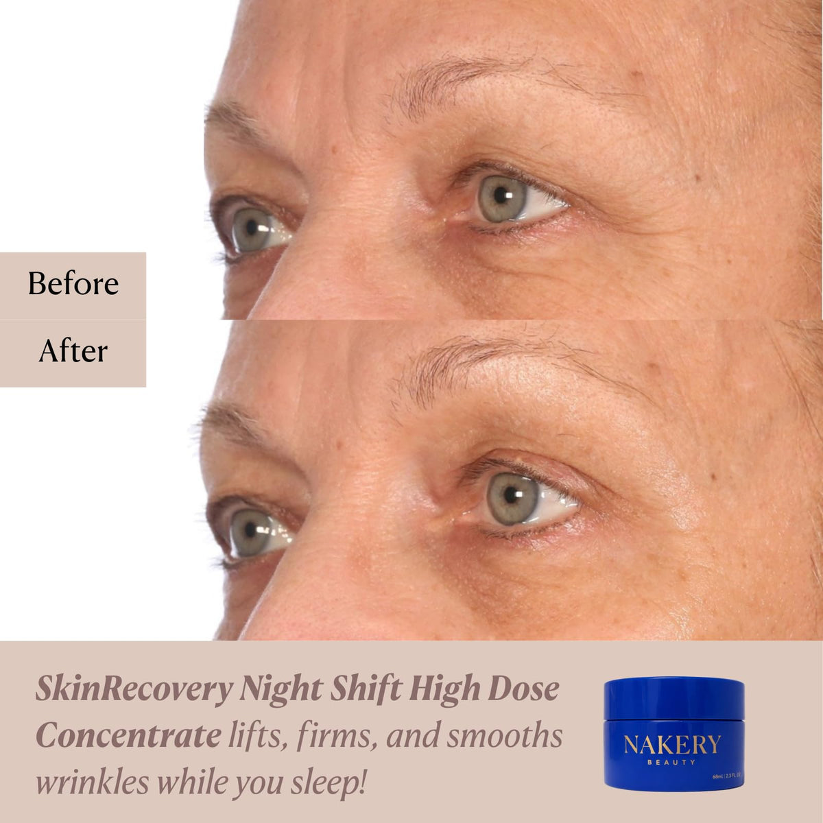 Nakery Night Shift label detail focuses on retinol and melatonin ingredients.