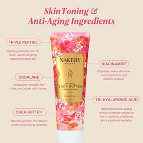 Nakery peptide-infused body lotion firms and lifts the skin.