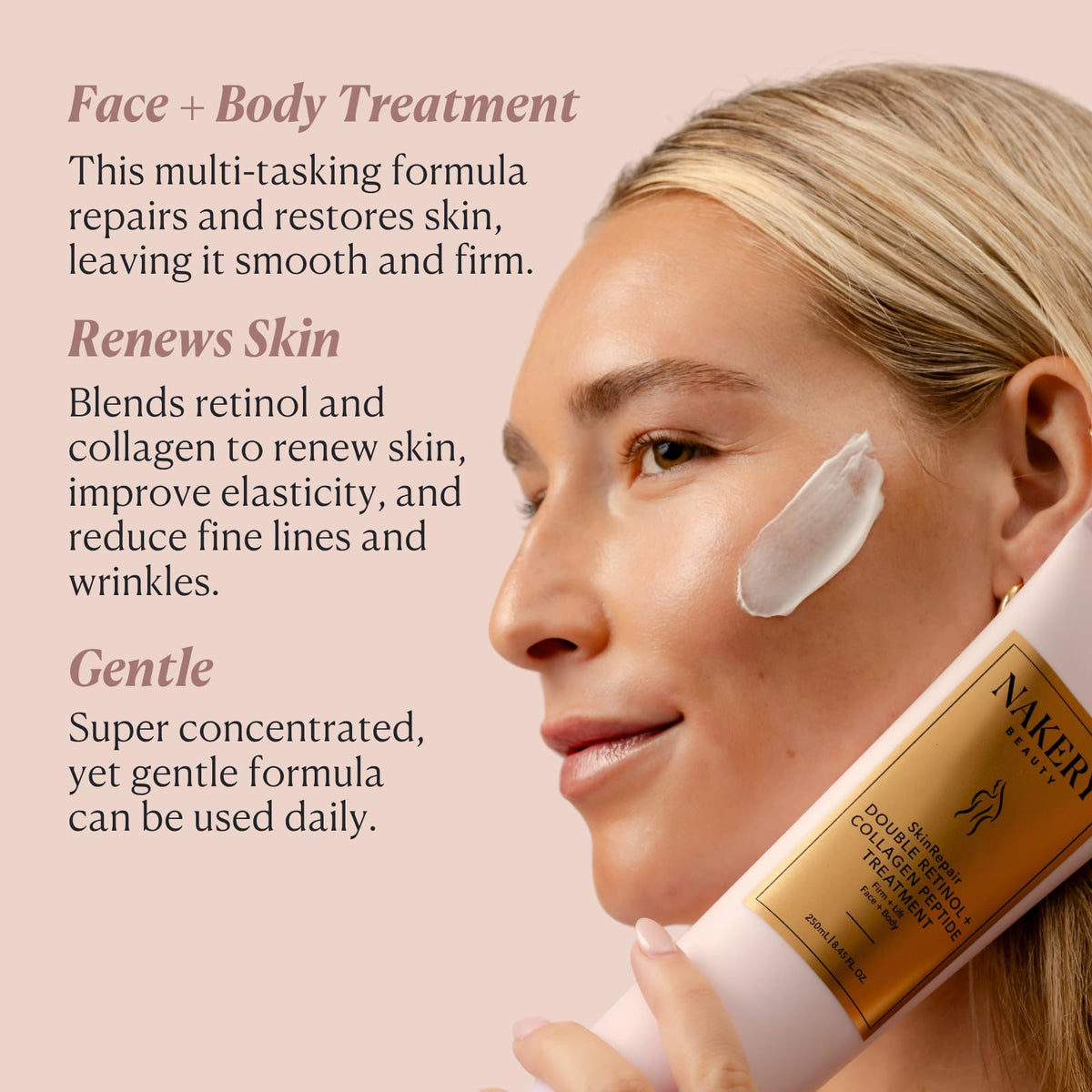 Nakery Retinol Cream texture swatch demonstrating a smooth hydrating cream