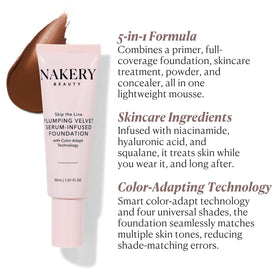 Nakery serum-infused foundation texture swirls to reveal creamy lightweight coverage.