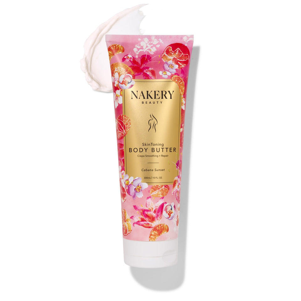 Nakery Skin Toning Body Butter targets crepey skin for smoother texture.