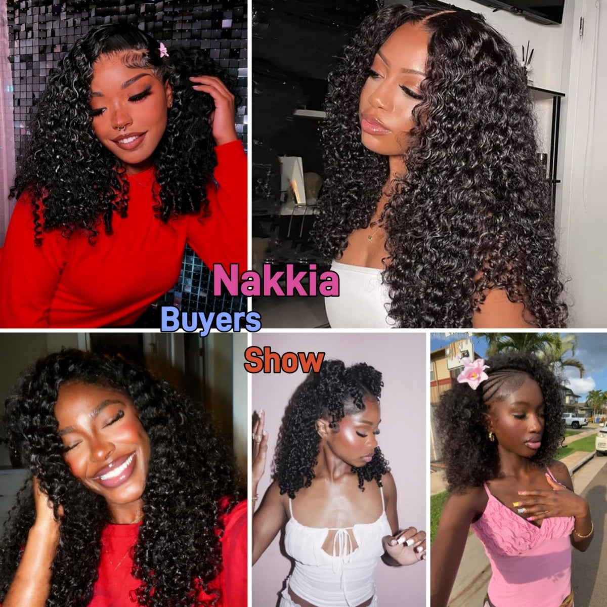 Nakkia Burmese curly bundles natural black color blends with hair