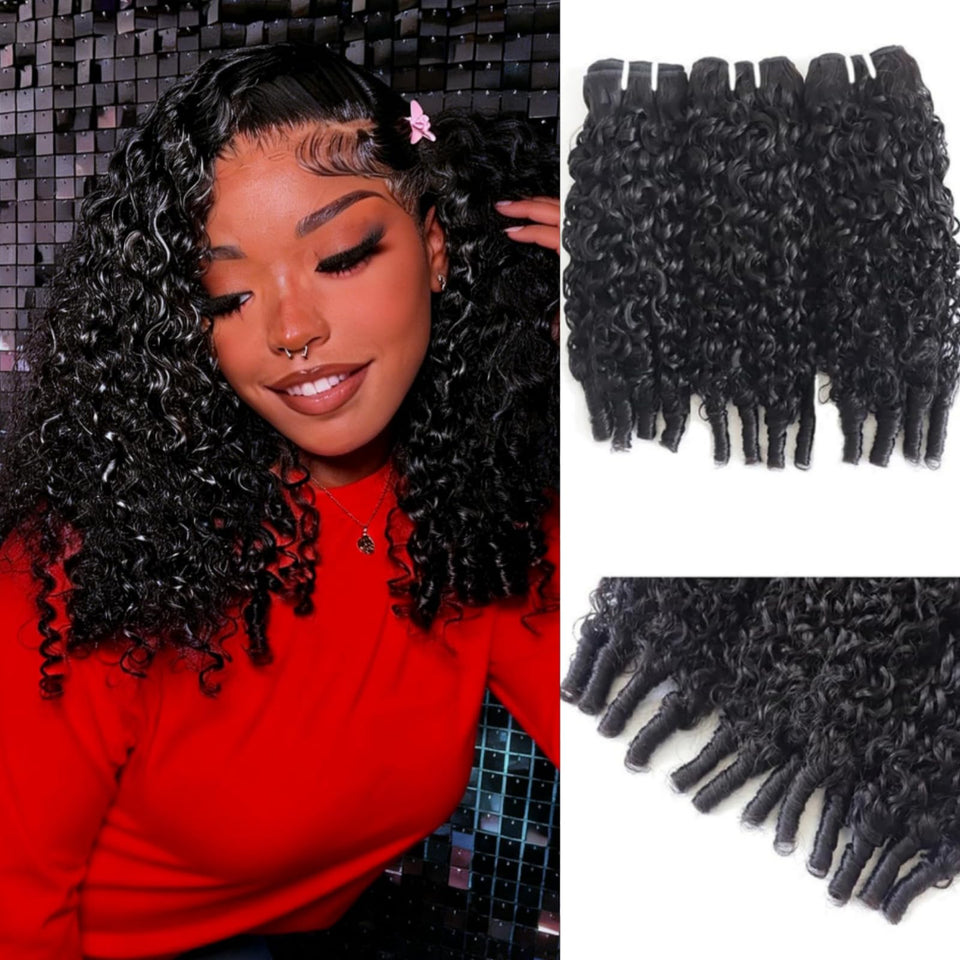 Nakkia Burmese curly bundles spiral end weft for natural blend