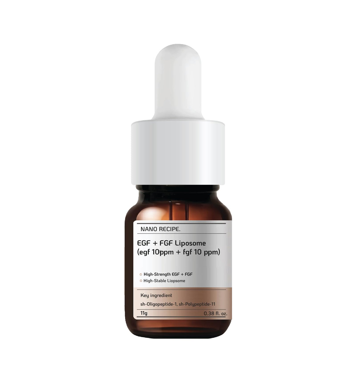 Nano Recipe EGF FGF liposome bottle closeup showing protective packaging for sensitive skin