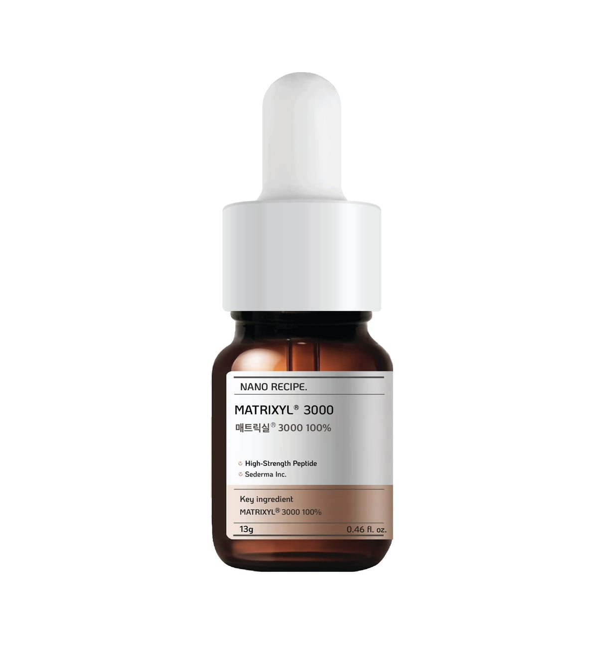 Nano Recipe Matrixyl 3000 concentrate bottle displayed for premium skincare.