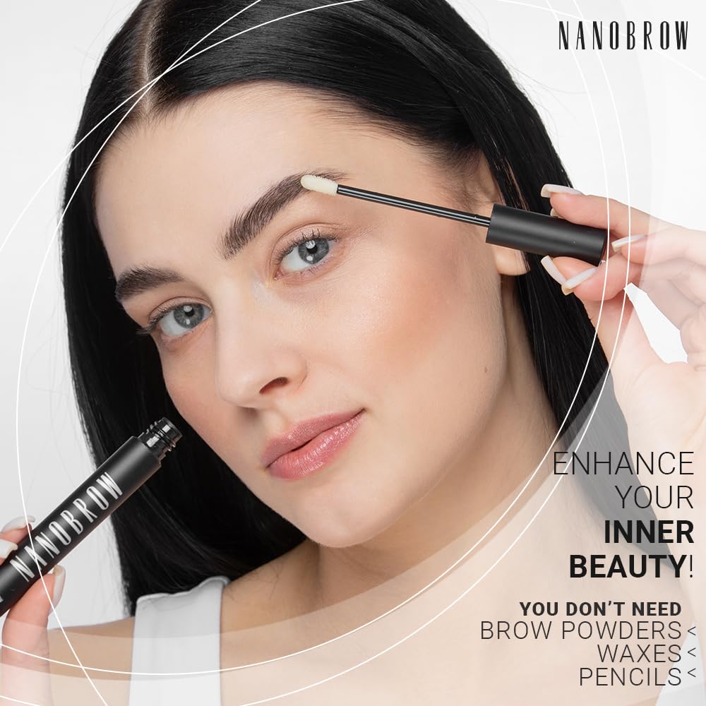 Nanobrow close-up growth highlights brow strengthening and repair effects.
