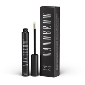Nanobrow eyebrow serum bottle and brush for easy at-home brow thickening.