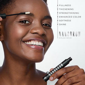 Nanobrow packaging and box showcasing premium ingredients and brand trust.