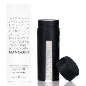 Nanogen Keratin Hair Fibers applied for instant coverage and natural-looking volume.