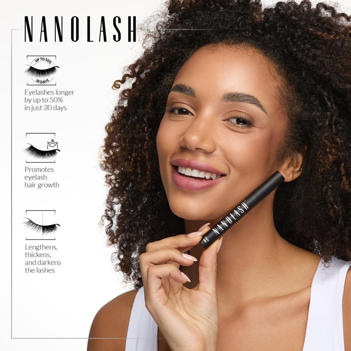 Nanolash rich dark lashes for a more defined look