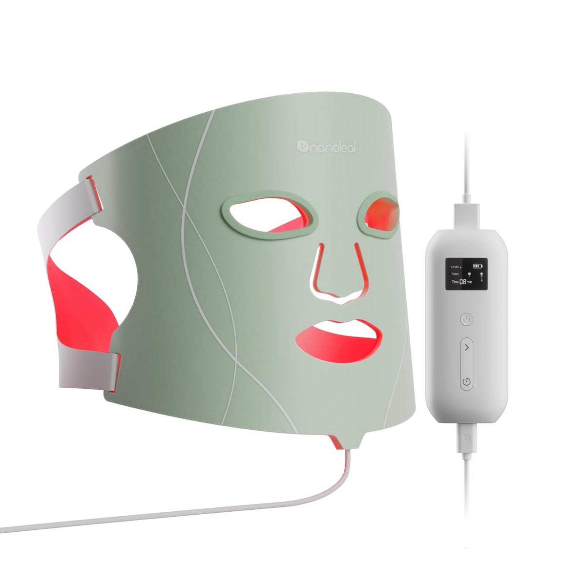 Nanoleaf face mask front view for full-face light therapy.