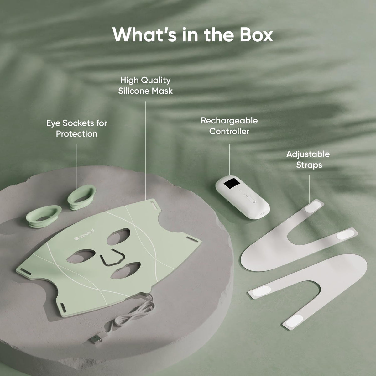 Nanoleaf mask full-face coverage during treatment.