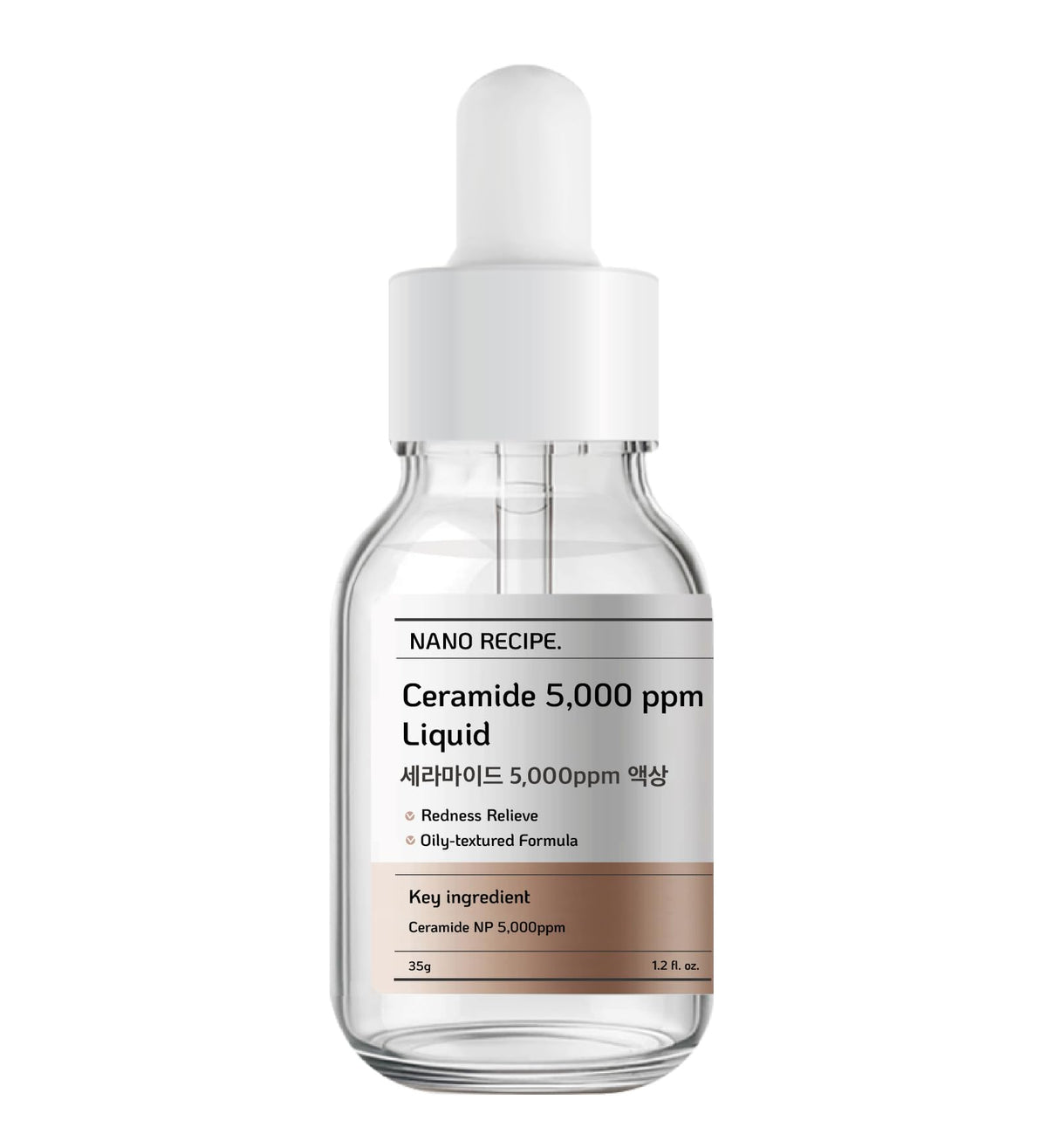 Nano Recipe ceramide concentrate bottle pour for easy hydration.