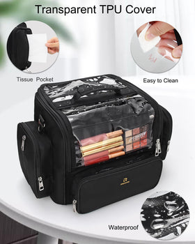 NAONAYA makeup bag offers large capacity for brushes, cosmetics, and accessories.