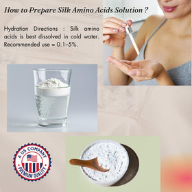 Naples Cosmeceuticals Silk Amino Acid Powder formulation-ingredient highlights versatile cosmetic uses.