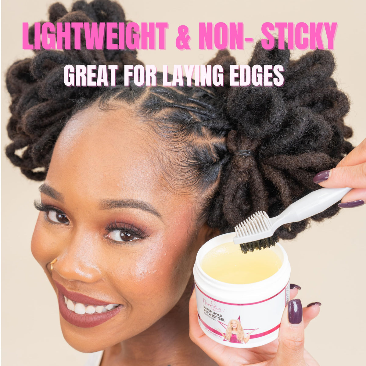 NappStar Retwist Gel edges laid image demonstrates smooth edge control.
