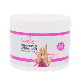 NappStar Super Hold Retwist Gel bottle provides long-lasting hold without residue.