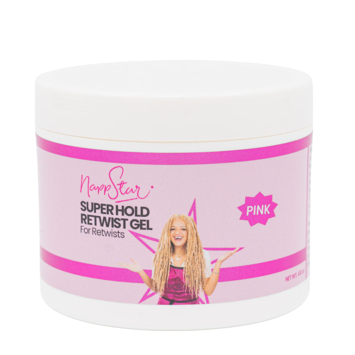 NappStar Super Hold Retwist Gel pink bottle for long-lasting locs control