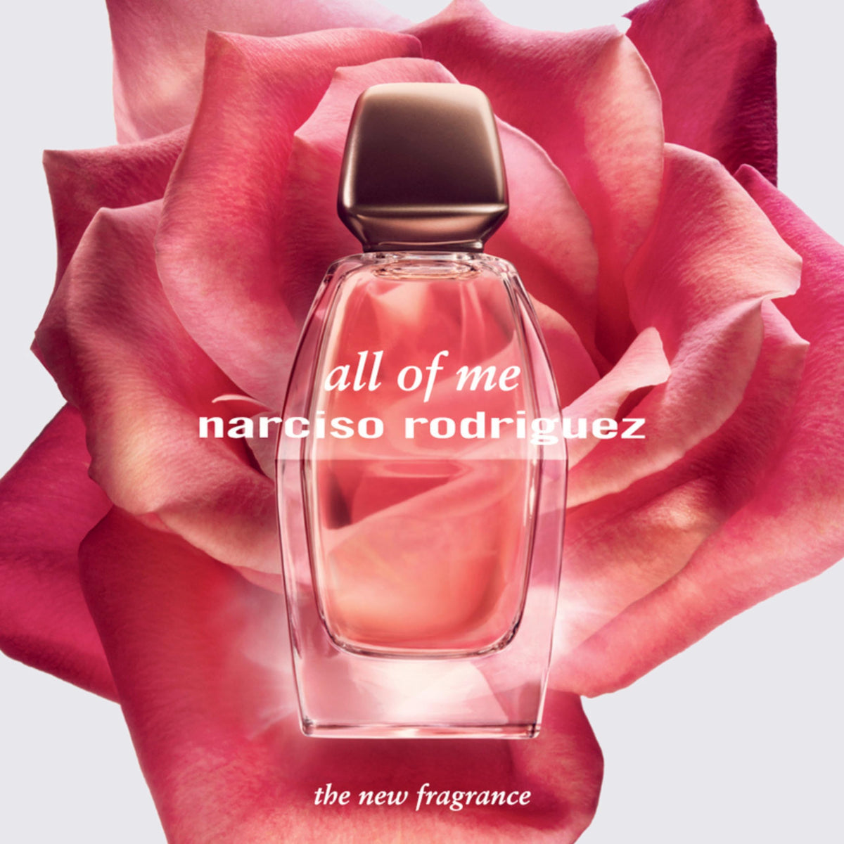 Narciso Rodriguez All Of Me bottle with rose-gold detail suggests premium sophistication